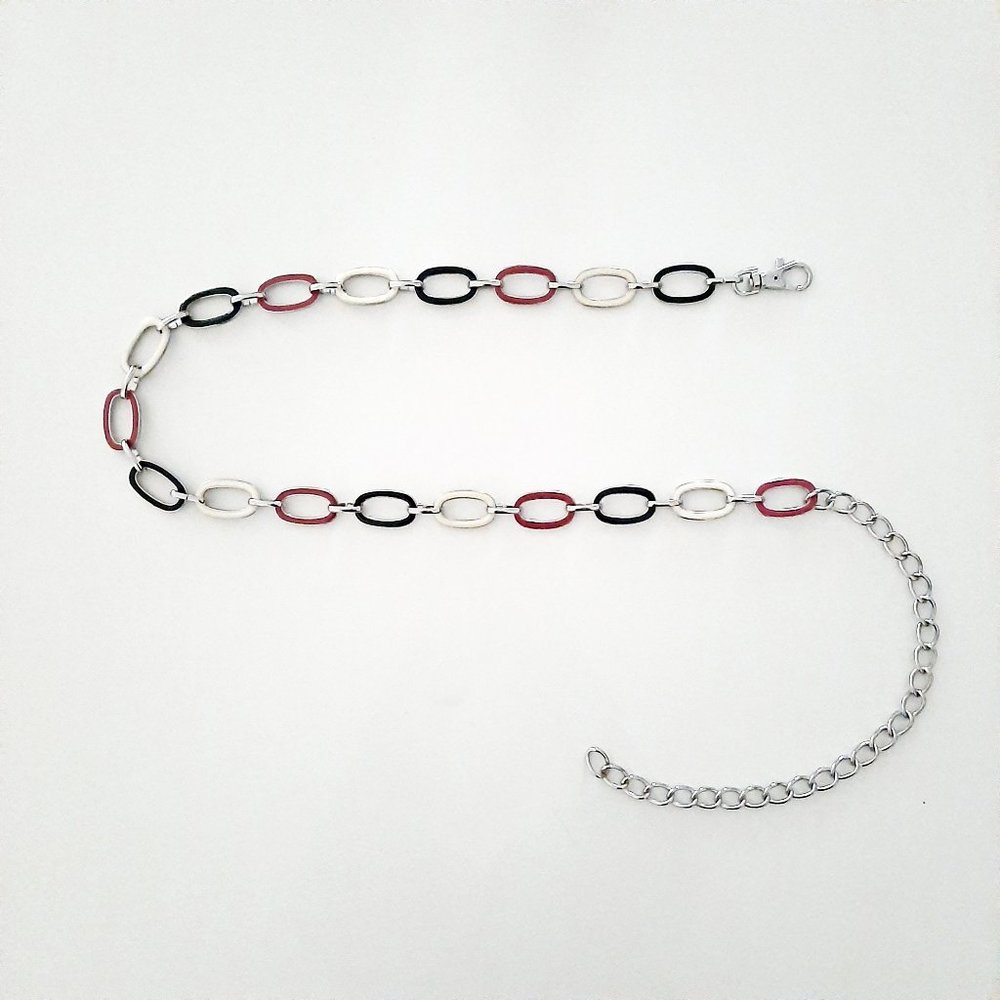 BRAND NEW Style & Co Chain Belt, Black/Red/Ivory Loops, Small/Medium (S/M)
